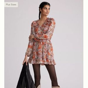 Anthropologie Current Air Ruffled Floral Mini Dress